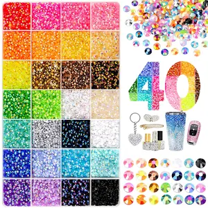 40000Pcs DIY Bedazzling Kit – 3mm Flatback Multicolor Resin Rhinestones with Tools for Nail Art, Crafts, Shoes, Phone Cases & DIY Decor
