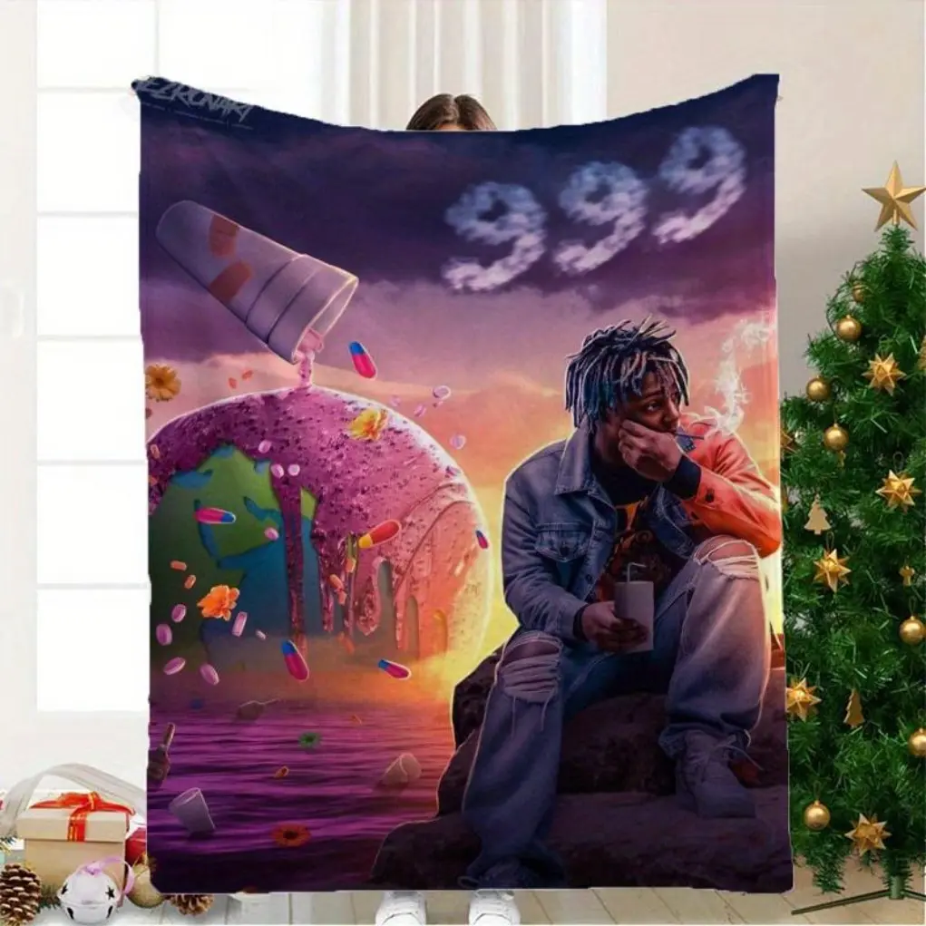 Modern Hip‑Hop Urban‑Graphic Flannel Fleece Throw Blanket, Oversized Ultra‑Soft Cozy Lightweight Fluffy Plush, Machine‑Washable All‑Season Bedding for Bed & Sofa, Ideal Gift for Hip‑Hop Music Fans