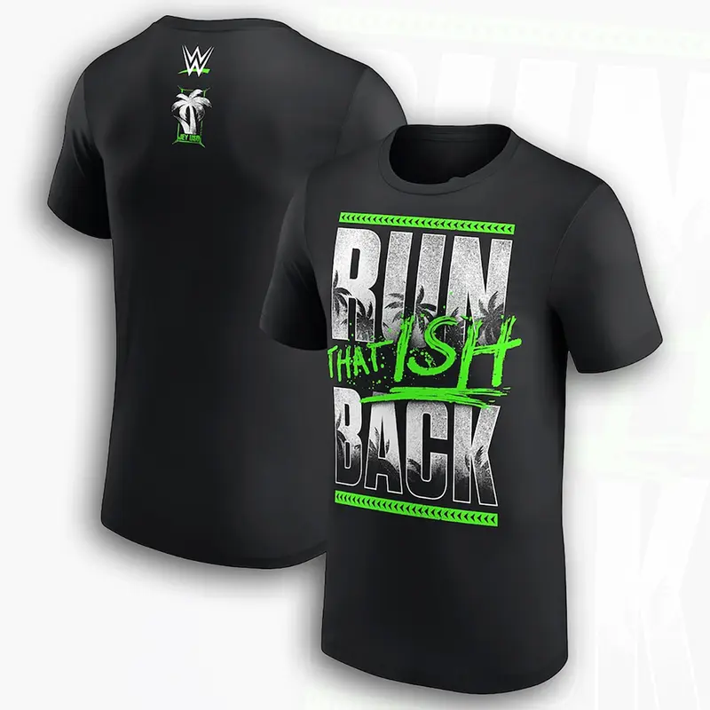 Men's Black Jey Uso RUN - That Ish Back T-Shirt, WWE Fan Apparel, Main Event Jey Uso Wrestling Gear, Bloodline Gift
