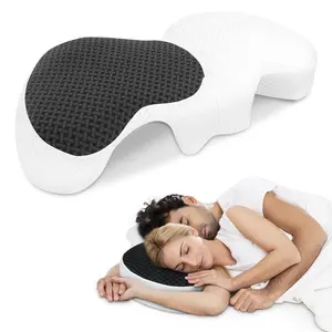 HOMCA Couple Cuddling Pillow with Arm Hole, Memory Foam Body Pillow for Side Sleepers, Valentine's Day Gift, Ergonomic Neck & Shoulder Support, Pressure Relieve Breathable Washable Cover