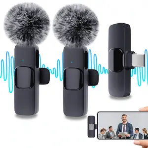 Wireless Microphone, USB Rechargeable Microphone with Clip, Wireless Microphone for Smartphone, Laptop, Interview, Video Podcast, Vlog, Audio