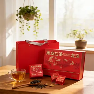 ChenPi White Tea Dragon Ball - Longzhu Chenpi Cha - 1 Pack - Red Box Packaging - Pearl-shaped Design - True Tea with Genuine Emotions - China Origin