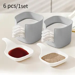 6pcs Dipping Plate Barbecue Vinegar Plate Seasoning Dry Plate Spit Bone Plate Household Pickles Small Plate Tableware Set Taste Plate