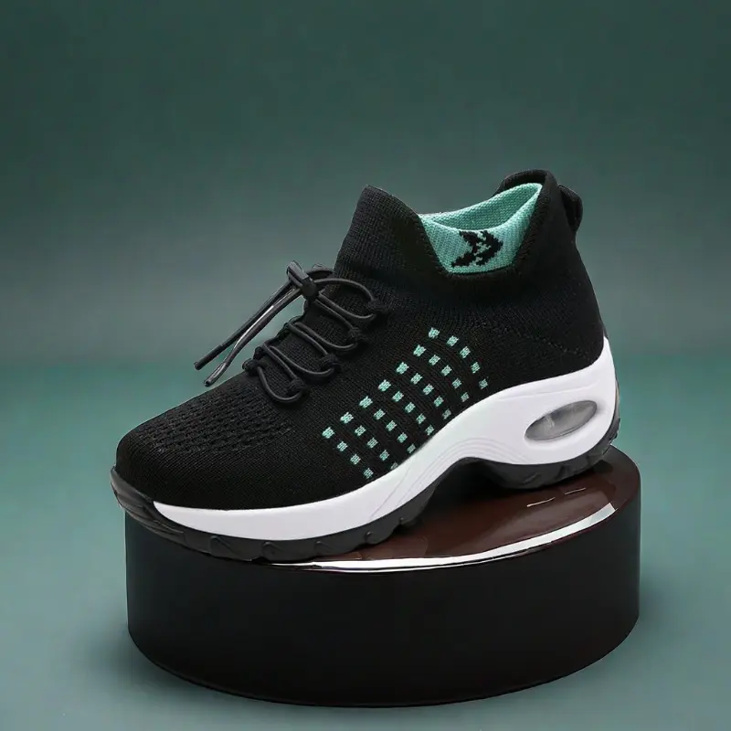 Women Walking Shoes Orthopedic Sock Sneakers Slip-On Breathable Mesh Trainers Women's Nursing Work Comfortable Casual Ladies Air Cushion Athletic Shoes Running Jogging Shoes Blackgreen Footwear Training Sports Shoes Runner Girl Closed Lace