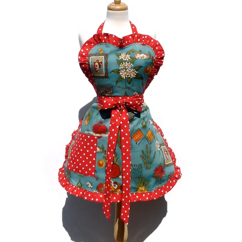 Mexican Frida Teal Deluxe Full Apron