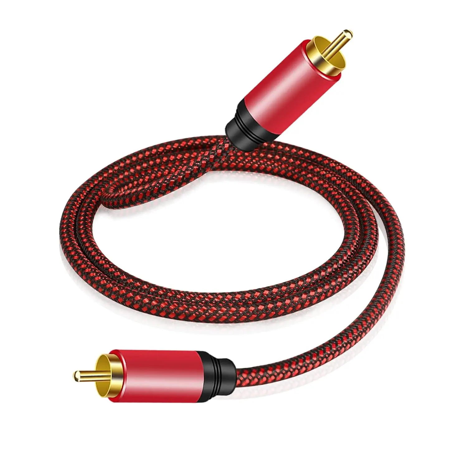 Digital Audio Cable 3Ft,1RCA Male to 1RCA Male Subwoofer Cable Nylon Braided RCA Video Cable for Subwoofer, Home Theater, HDTV, Hi-Fi Systems (3Ft)