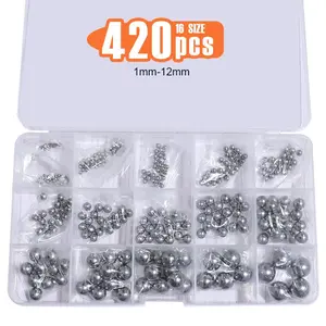 420Pcs 16 Sizes Metric Precision Steel Bearing Steel Balls Assortment Kit J 1/ 2/ 2.5/ 3/ 3.5/ 4/ 4.5/ 5/ 5.5/ 6/ 7/ 8/ 9/ 10/ 11/12mm