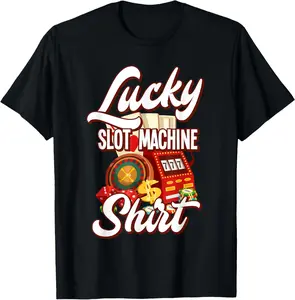 100% Cotton Lucky Slot Machine Casino Las Vegas Gambling T-Shirt