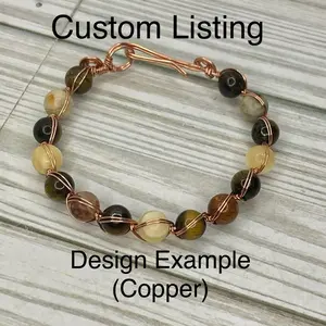 *Custom Listing* Choose your Natural Crystal Beads for your own Genuine Copper or Stainless Steel Cuff Bracelet