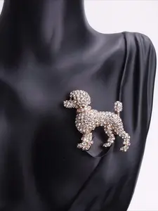 Vintage Rhinestone Dog Brooch Set, Fashion Cartoon Animal Accessory Pin, Gift Lapel Flower, Stylish Jewelry for Women