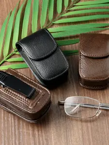 Men's Foldable Prescription Glasses Case, Premium Double Layer Leather Design, Durable Shockproof and Pressure-Resistant Eyewear Storage