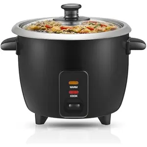 ERC003BX Electric Rice Cooker with Automatic Keep Warm Makes Soups, Stews, Grains, Hot Cereals, 6 Cups Cooked (3 Cups Uncooked), Black
