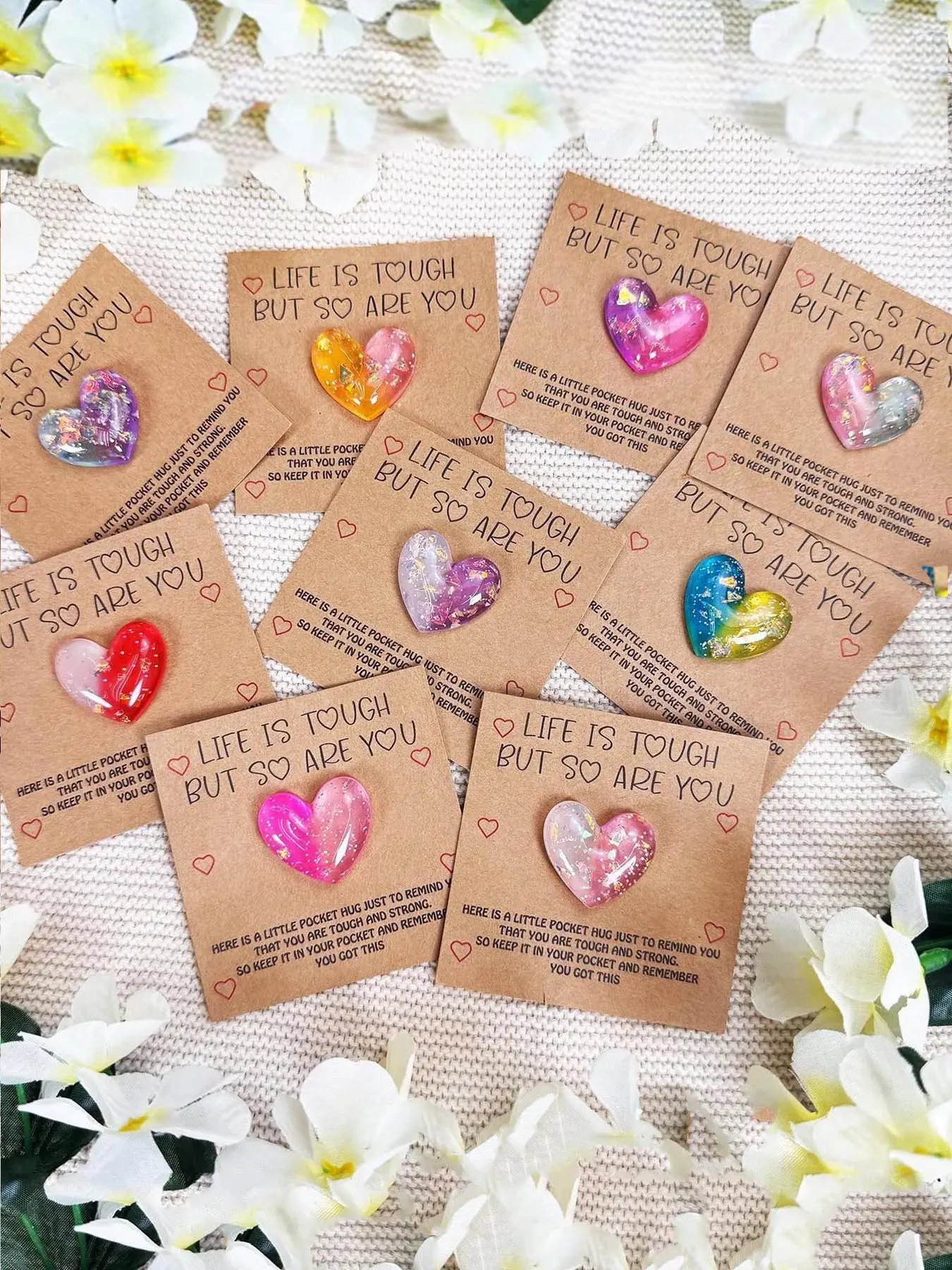 Mother's Day Gift 10pcs Mini Encouragement Cards, Personalized Pocket Size Hugs, Emotional Support Gifts for Friends & Family, Mixed Colors Random Design, Positive Message Card