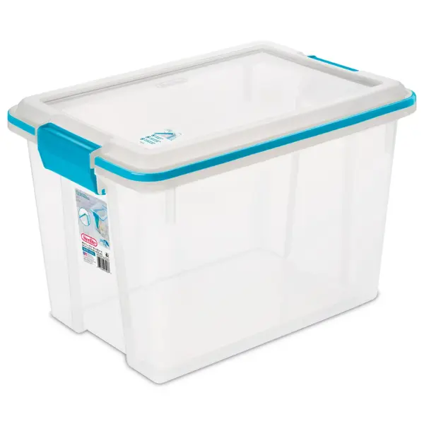 20 Qt. Clear Gasket Storage Box, Blue Latches with Clear Lid