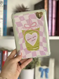 Matcha Kindle Insert | Retro Checkers Pink Kindle Accessories | Gift for Book Lovers