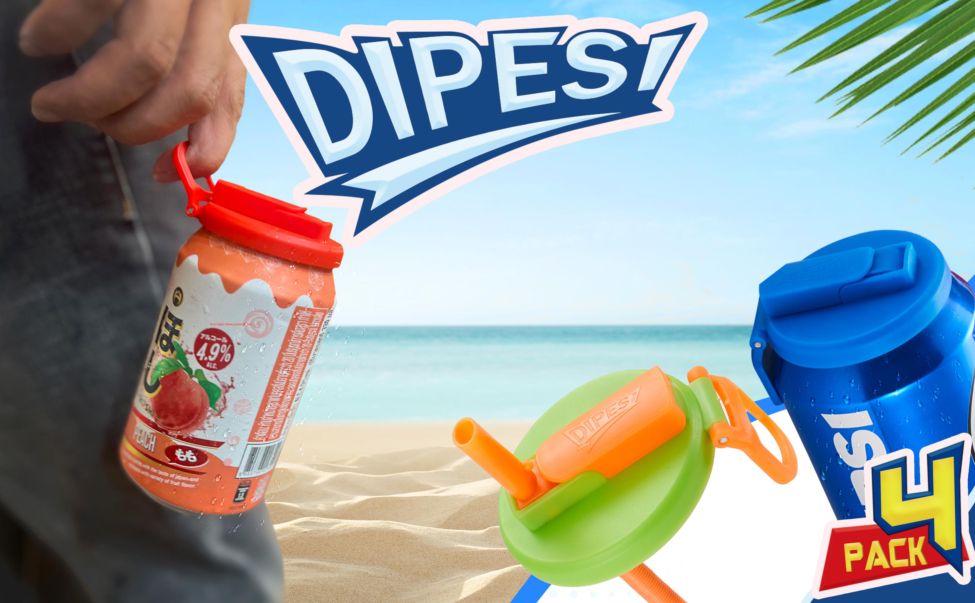 Summervibes DIPESI 4-Pack BPA-Free Soda Can Lids with Straw - Reusable Lids for Seltzer, Juice & Beverage, Silicone Straws Included Drink Covers Children's Day summerwins,summerwins