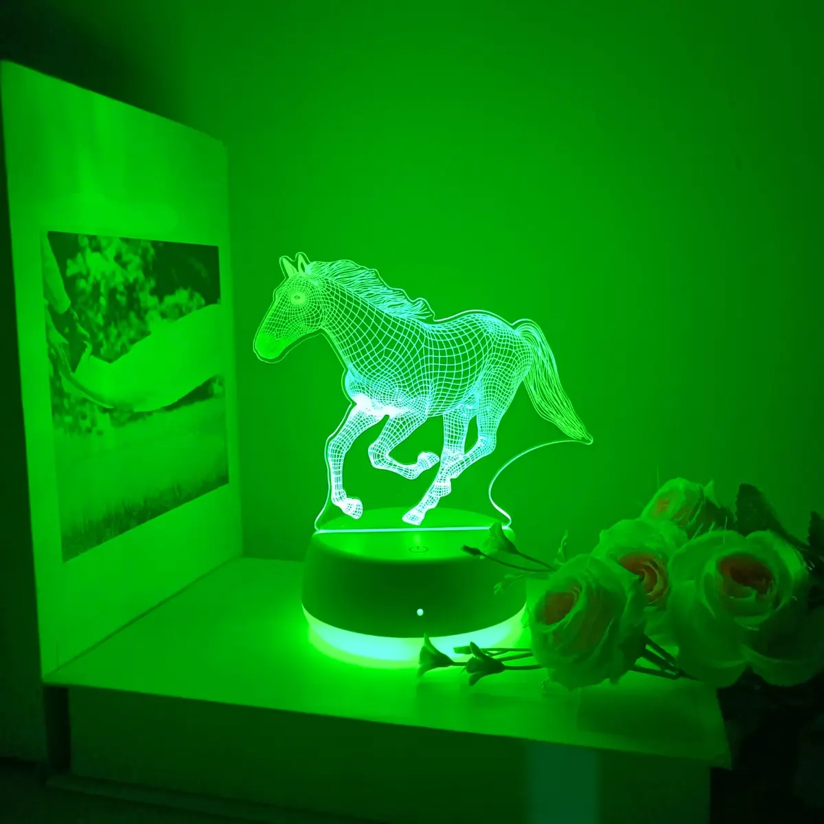 Creative Horse 3D Illuminated Night Light, Led Nightlight, USB Powered Base, Touch Switch Color Changing, Decorative Lamp for Bedroom Living Room Home Decor Light, Creative Led Lighting, Gift Idea