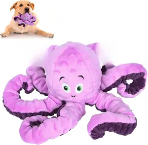 Dog Toys for Large Breed, Octopus Squeaky Funny Cute Interactive Medium & Small Dog Toys, Stuffed Plush Animals Puppy Toys, Dog Birthday for Dog Presents - Octopus