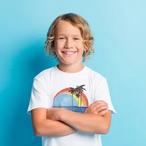 Youth Color-Changing Blue Sun and Palms Eco T Shirt - White