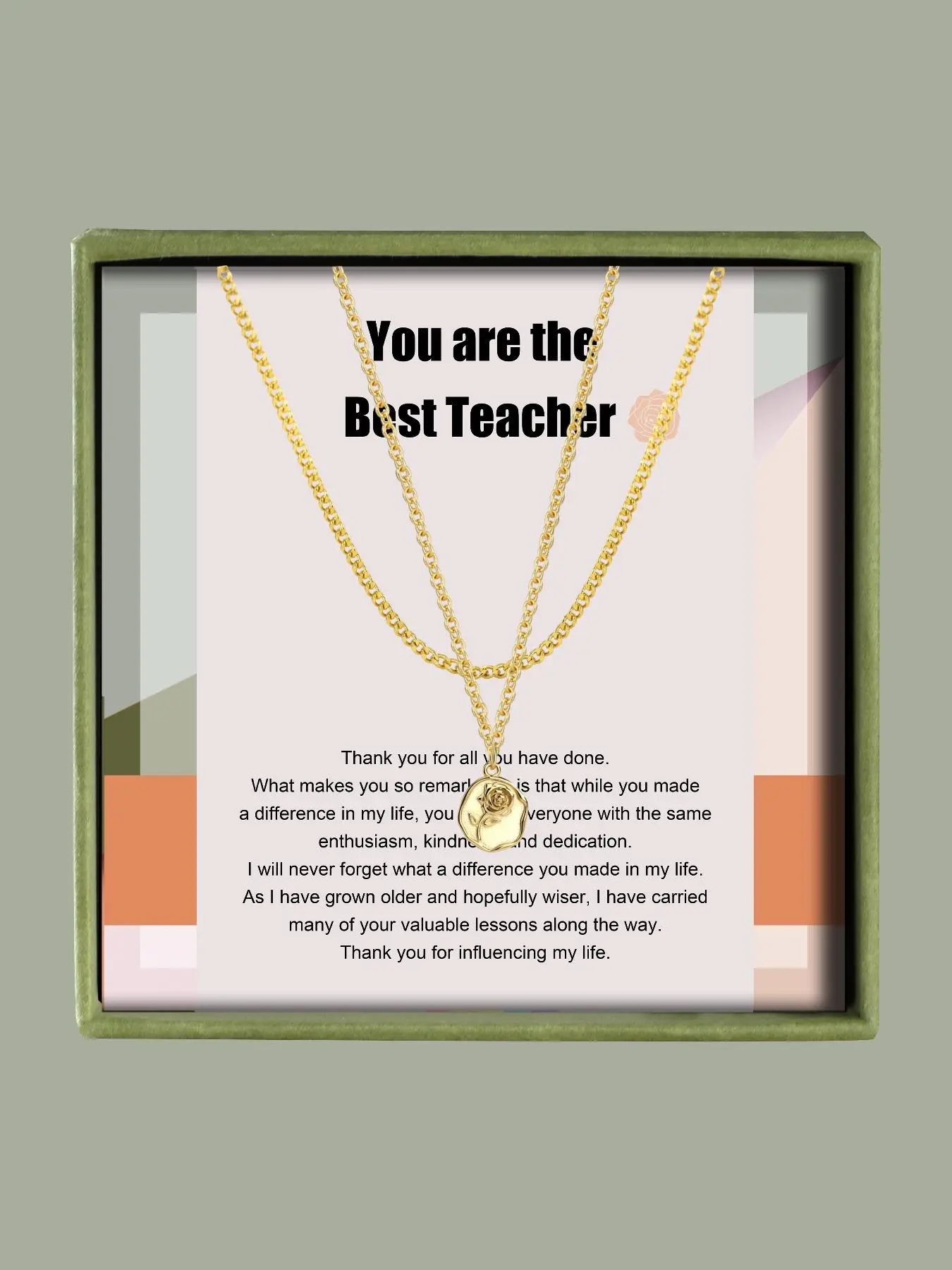 Flower Pendant Necklace with Gift Box & Greeting Card, Elegant Necklace for Women for Teacher's Day Gift, Fashion Jewelry for Party, Daily Decor, Exquisite Jewelry for Birthday Gift