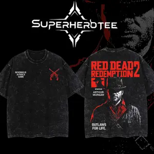 [ superhero tee ] Arthur Morgan #1- Red Dead Redemption 2 Vintage Washed Tee Unisex Oversize Heavyweight Cotton T-shirt for Game Fans, Graphic Tees, Casual Outfits, Men Gifts, Men T-Shirt Clothes Menswear