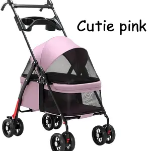 Foldable Pet Stroller Convertible Pet Stroller for Cats & Small Dogs up to 15 lbs - Lightweight,Durable Nylon Carrier,Easy to Install, 360 Degrees Rotation Spin Wheels for Outdoor Walks, Travel, Picnics, Visibility Panels | Durable Dog Stroller