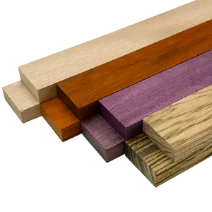 Imported Exotic Hardwood Variety Pack - Zebrawood, Purpleheart, Padauk, Okoume - 3/4" x 2" (8 Pcs)