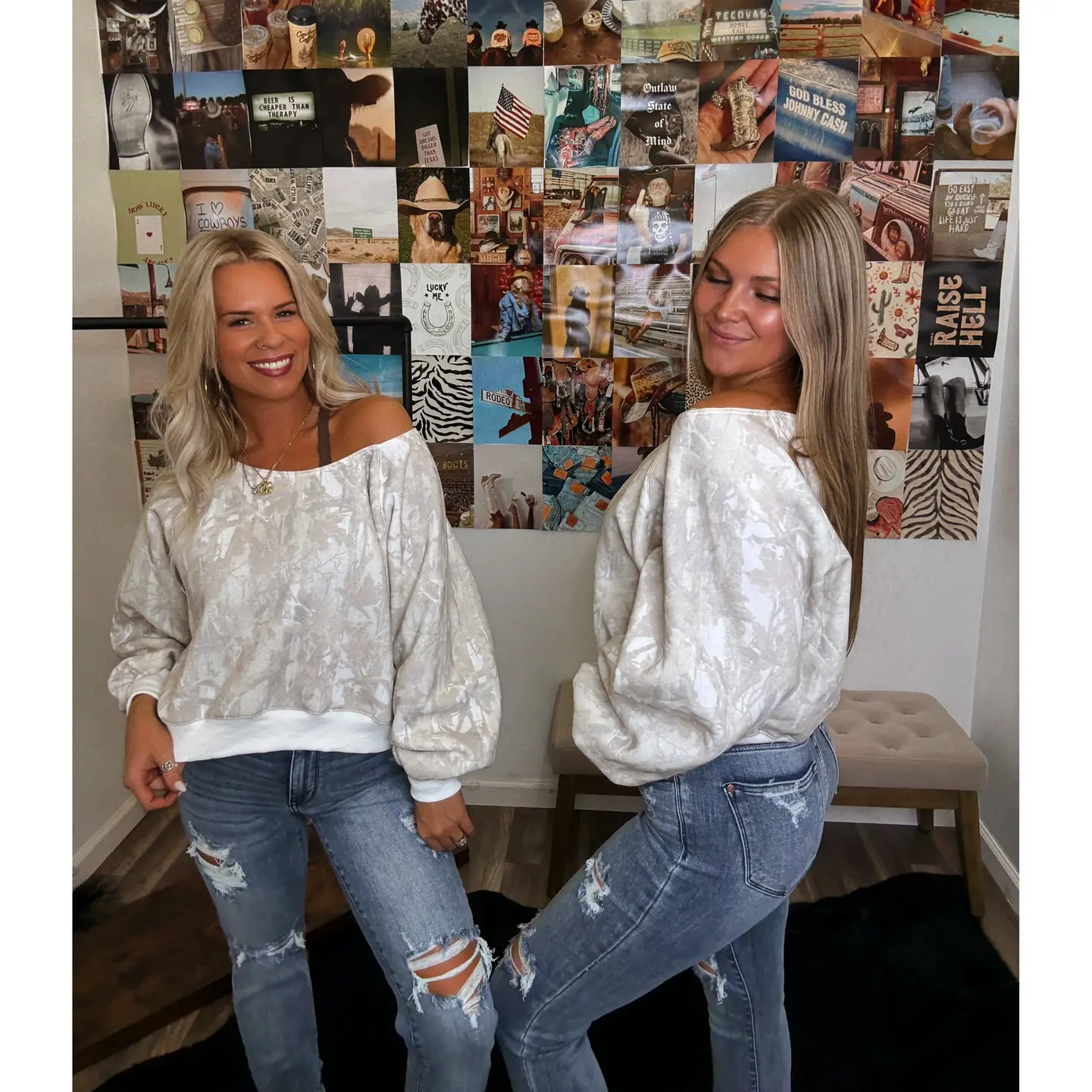 The Camo off the shoulder top