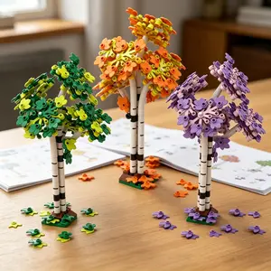 Natural Tree Model Blocks, Aspen Tree Assembly Toy Set, City Street Miniature Landscape, Office Desk Decor, DIY Holiday Gift