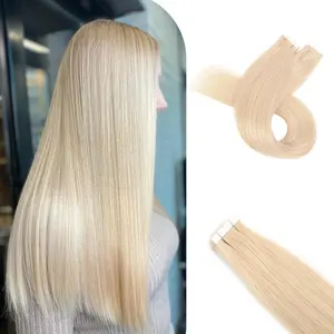 VLASY Mini Tape-In Human Hair Extensions, 18in 16Pcs, Natural Look, Reusable Real Human Hair Extensions