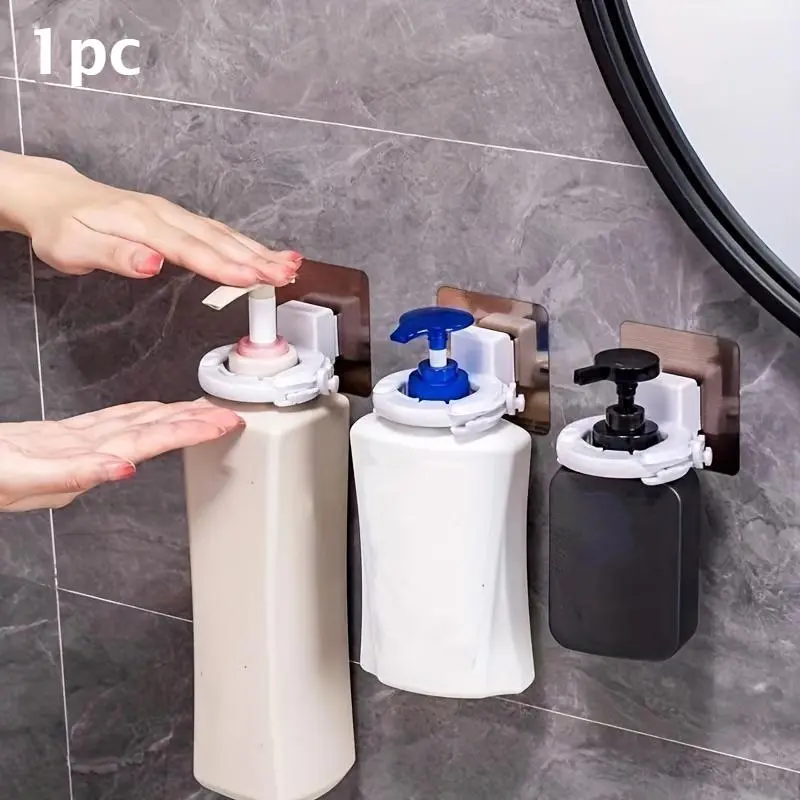 1pc Punch-free Bathroom Rack, Toilet Wall Shelf, Shower Gel Hand Sanitizer Holder, Kitchen Wall Storage Hanger
