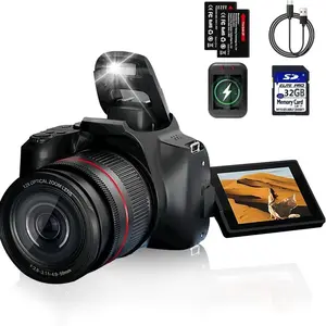 56MP Autofocus Digital Point & Shoot Vlogging Camera - 12X Optical Zoom, 270° Flip Screen, Anti-Shake, Flash, Mobile Wireless Port, WiFi, HDMI Output, 2 Batteries, 32GB Card