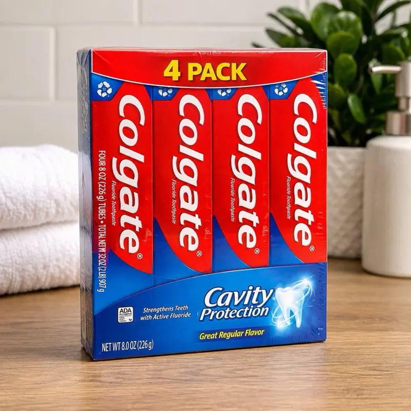 Colgate Cavity Protection Fluoride Toothpaste, Great Regular Flavor, 4 Pack (4 x 8 oz / 226 g)