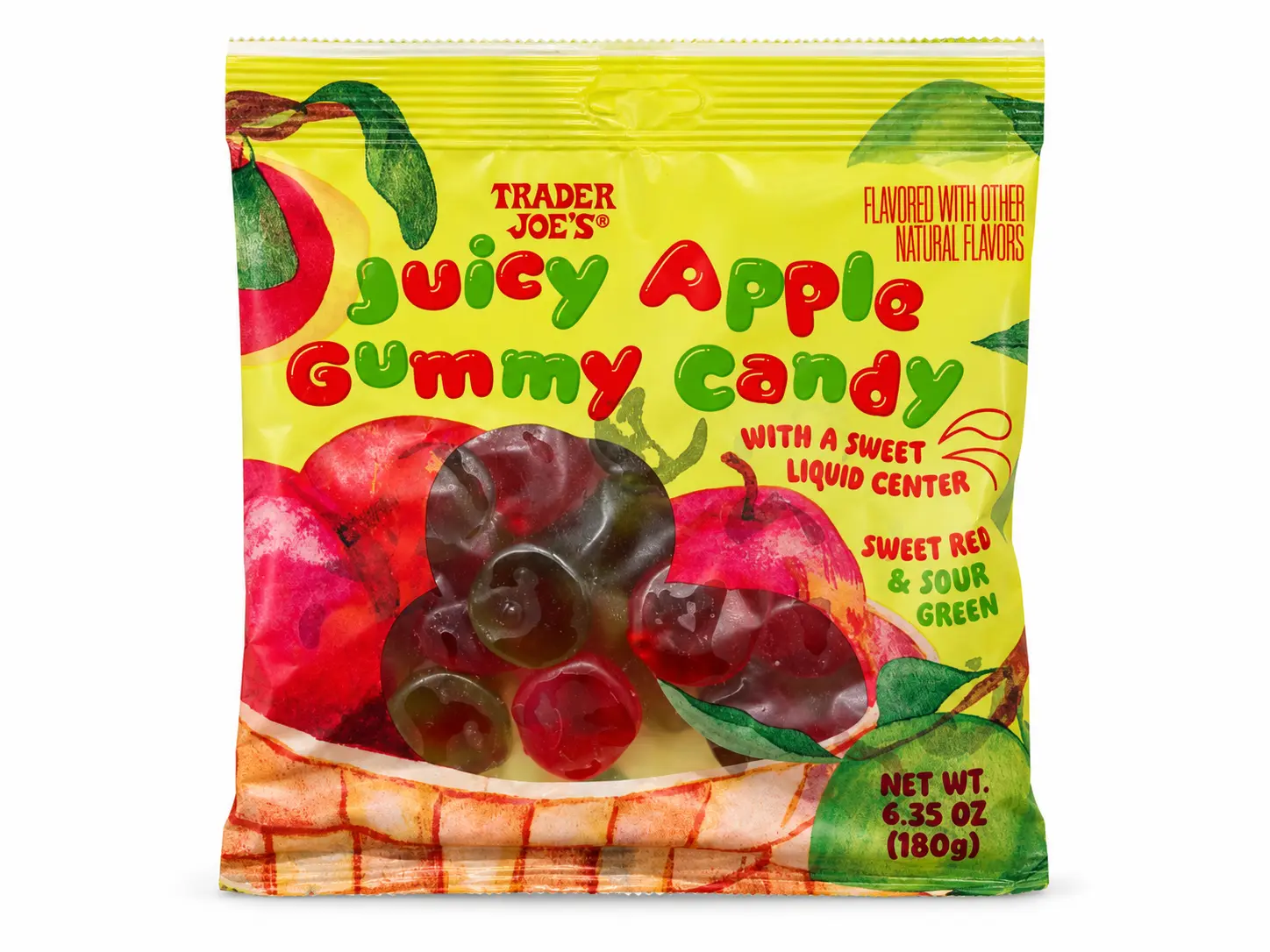 Trader Joe’s Juicy Apple Gummy Candy with Sweet Liquid Center Sweet Red & Sour Green