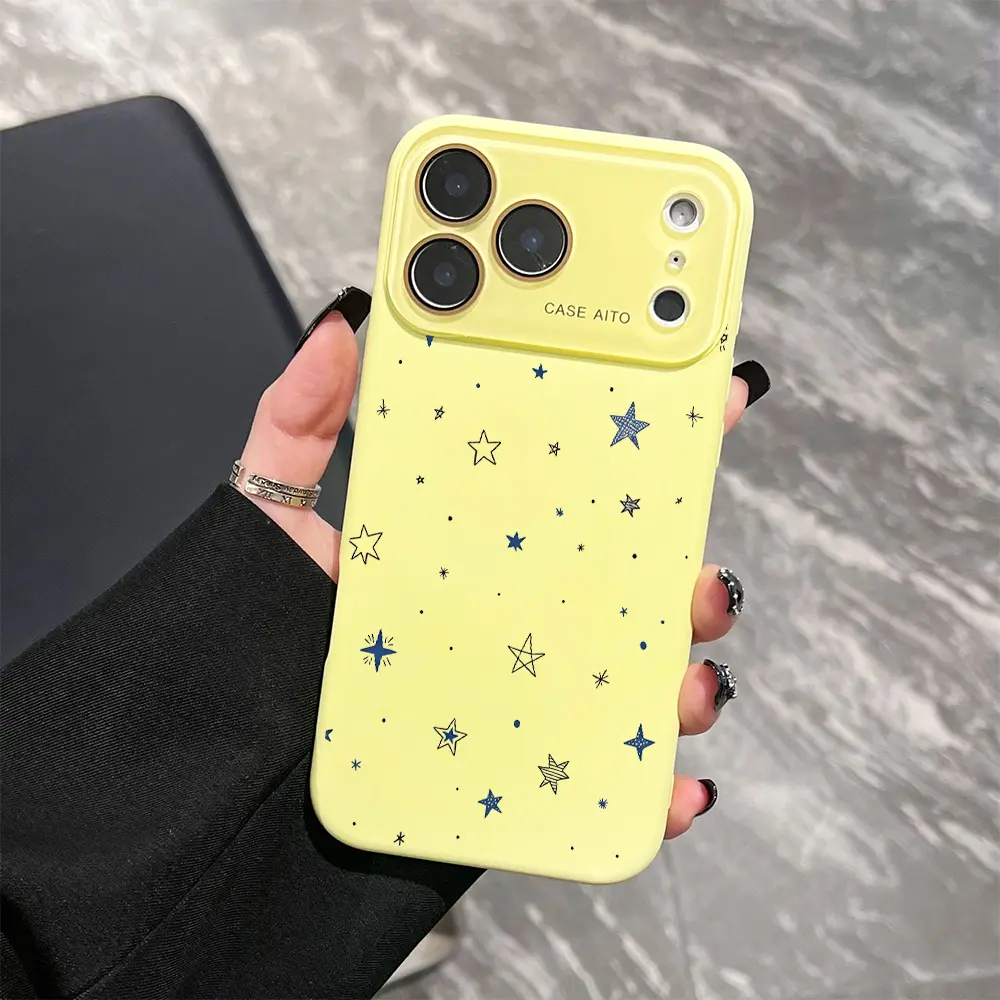 VYD Celestial Sparkle & Doodle Artistic Star Phone Case - Drop-Safe TPU, Compatible with iPhone 18/17 Series/16 Series/15 Series/14 Pro Max/13 Series/12 Series/11 Series, Mobile Phone Accessories