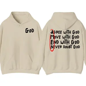 Amen Agree With God Graphic Hoodie, 2 Sided Hoodie For Men And Women, Trendy Casual Streetwear Top