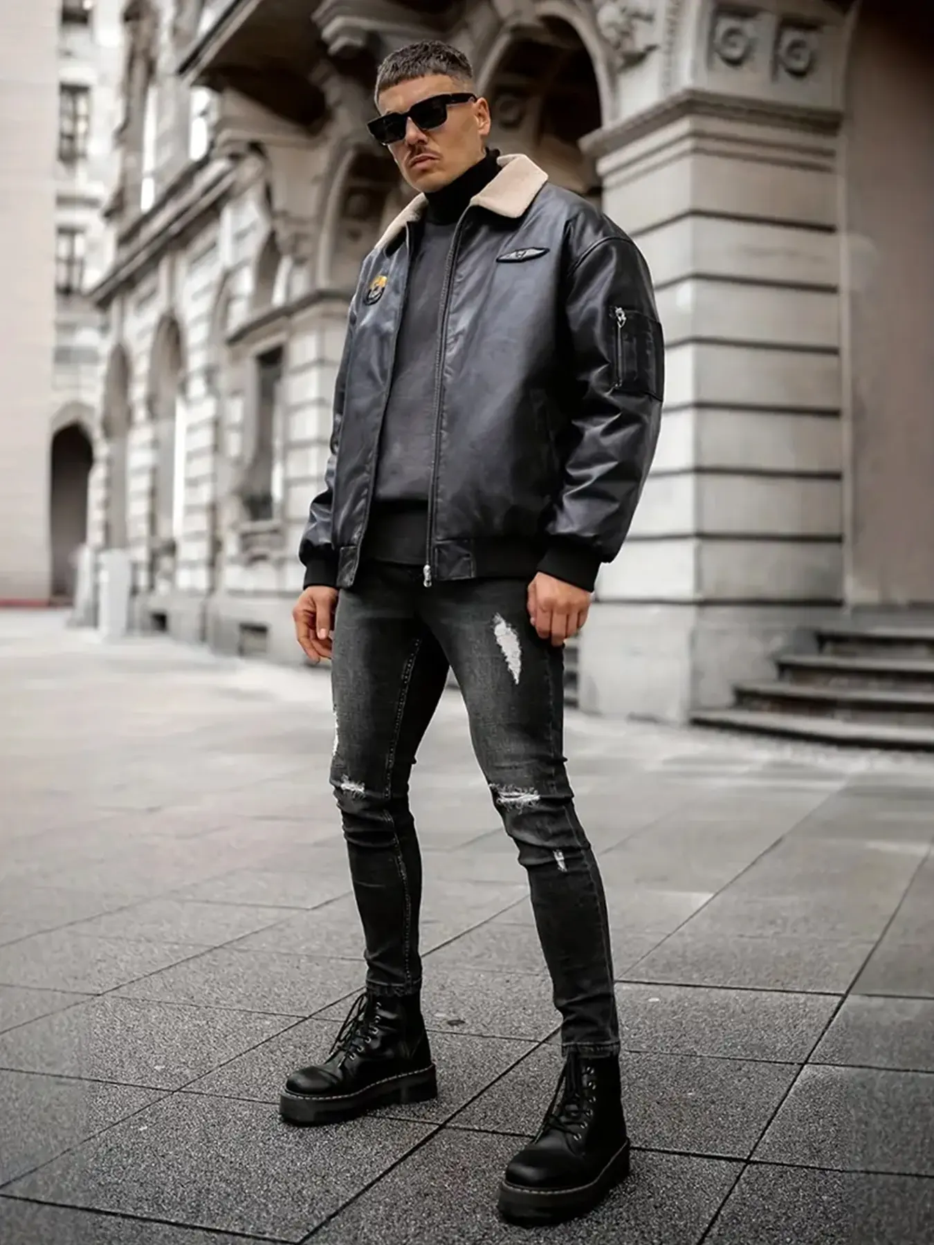 Men's Classic Faux Leather Biker Jacket - Windproof and Waterproof with Cotton Lining, Stylish and Cool for Biking, Skiing and Outdoor Activities softshell jacket motorcycle outfit softshell jacket motorcycle outfit softshell jacket motorcycle outfit
