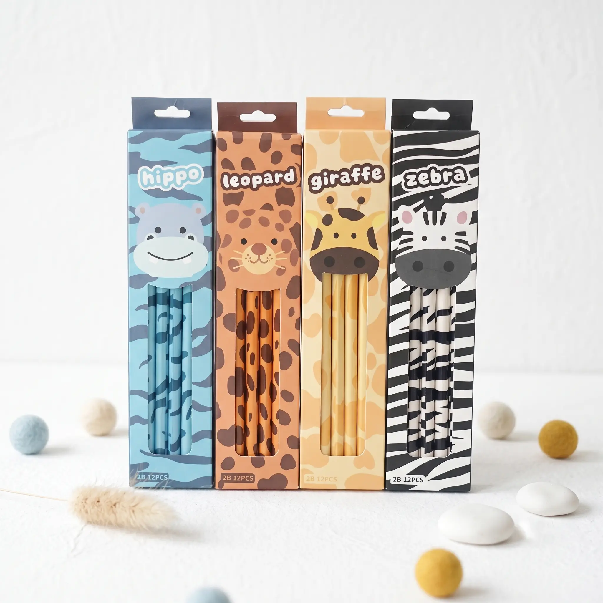 Cartoon animal pencils