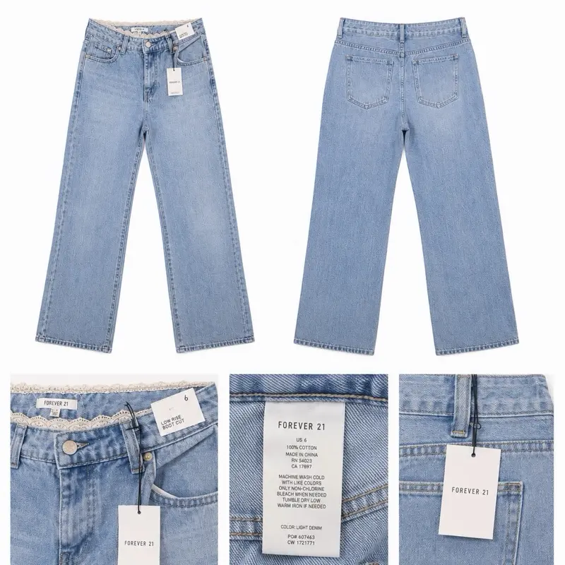 Women's Forever 21 Lourdes Low-Rise Boot Cut Denim Jeans - Size 6, Light Wash, New With Tags, All Seasons, Basic Casual Womenswear Bottoms