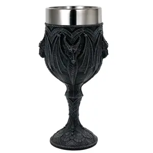Medieval Dark Dragon Goblet 7oz Stainless Steel Chalice Cup Dungeons & Dragons Novelty Celtic Gift for Dragon Collector Themed Party Decoration
