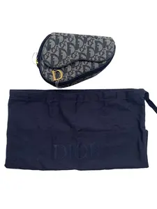 Pre-owned Dior Navy Canvas Logo Zipper Mini Storage Bag/WJ06114920/4920/S