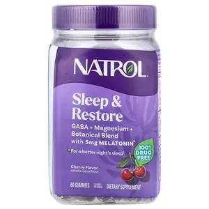 Natrol Sleep & Restore Gummies with 5 mg Melatonin, Cherry, 60 Gummies