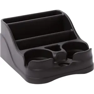 Small Center Console for Cars, Trucks, Minivans, SUVs, Vehicle Organizer, Cup Holders, Recycled Plastic, Made in USA (Black)