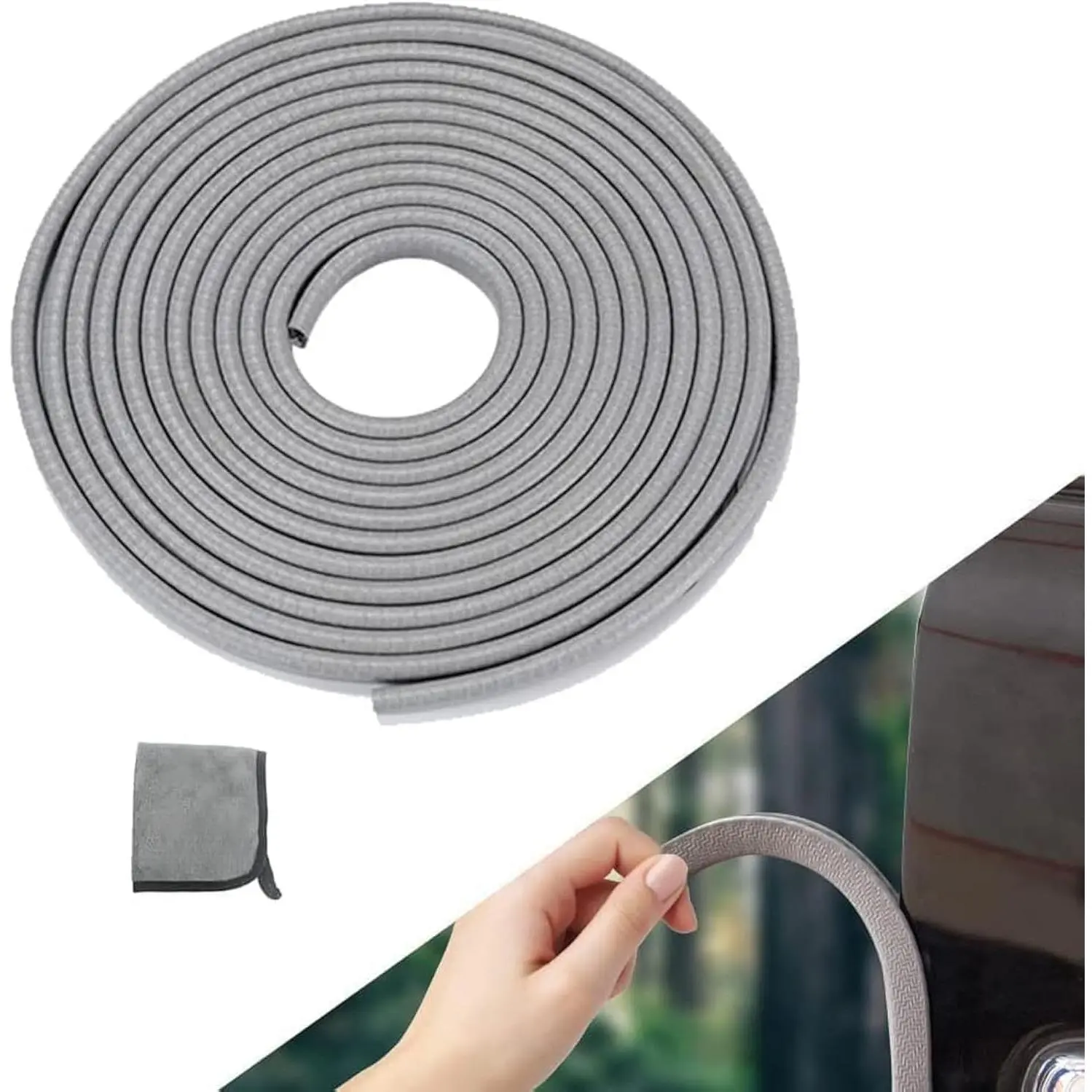 32.8 ft Light Gray U-Shaped Flexible Rubber Door Edge Guard, Glue-Free Built-In Metal Clips, Easy Installation, Fade-Resistant, Paint Protection, Prevents Dings, Car Wash-Safe, Fits Most Cars Trucks SUVs Sedans, Protects Doors Edges