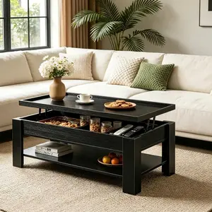 Lift-Top Storage Coffee Table – Modern Wood Design with Hidden Compartment and Lower Shelf, Space-Saving for Small Living Rooms, Home Offices & Compact Spaces
