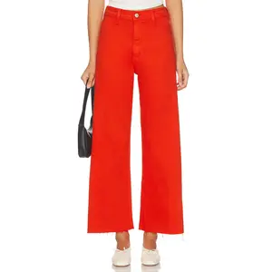 PISTOLA Penny Crop High Rise Wide Leg Jeans in Chili