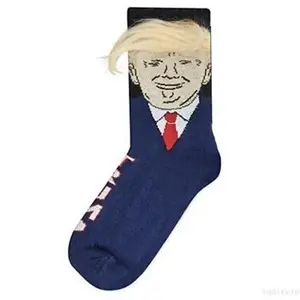 Spoof Funny President Donald Trump Socks With 3D Fake Hair Menswear Underwear