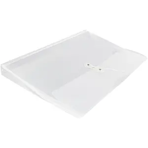Plastic Envelopes with Button & String Tie Closure - Legal Booklet - 9 3/4 x 14 1/2 - Clear - 3/Pack