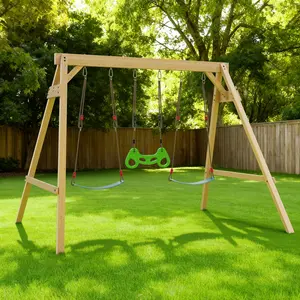 EROMMY 3-in-1 Wooden Swing Sets For Backyard, Outdoor Playset For Kids, 400 lbs Capacity, Outdoor Play Equipment, Durable