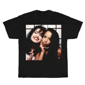 Vintage Selena and Aaliyah Graphic Unisex Shirt, Bootleg Rap Design Shirt, Hip-Hop Merchandise, Rap Gift for Him Her Crewneck Streetwear Menswear Top